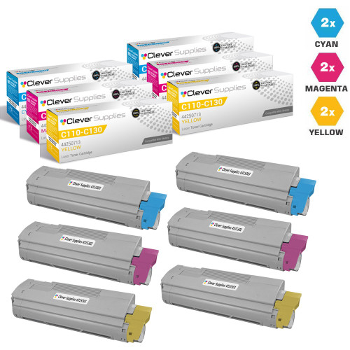 Compatible Okidata C610cdn Toner Cartridge 6 Color Set (44315303, 44315302, 44315301)