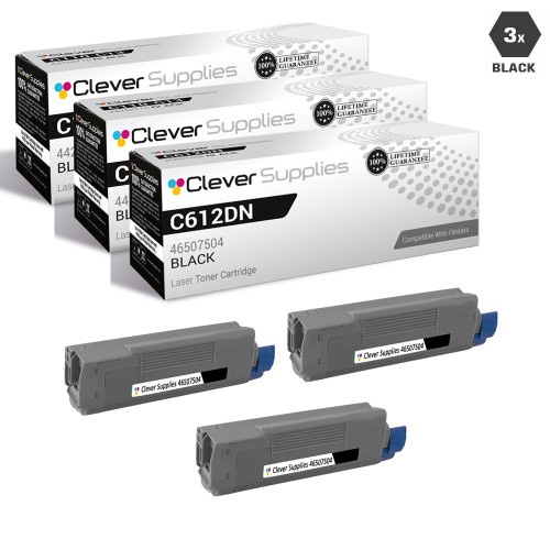 Compatible Okidata C612dn Toner Cartridge 3 Black (46507504)