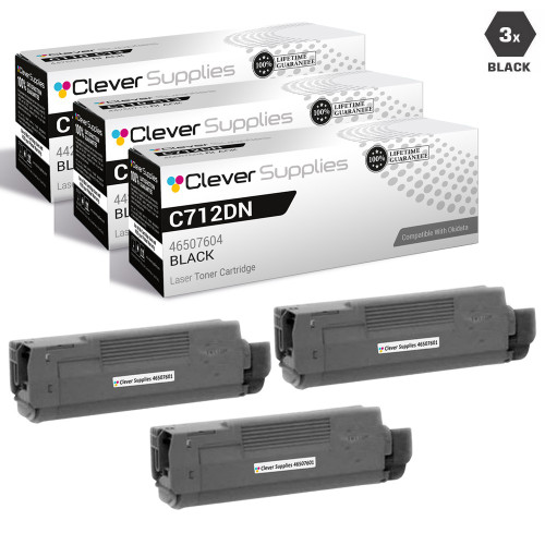 Compatible Okidata C712dn Toner Cartridge 3 Black (46507604)