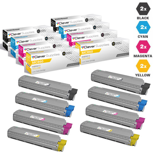 Compatible Okidata MC860 Toner Cartridge 8 Color Set (44059216, 44059215, 44059214, 44059213)