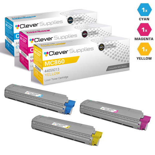 Compatible Okidata MC860 Toner Cartridge 3 Color Set (44059215, 44059214, 44059213)