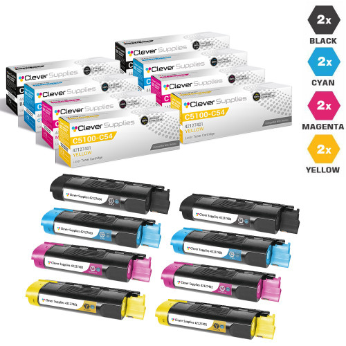 Compatible Okidata C5100n Toner Cartridge 8 Color Set (42127404, 42127403, 42127402, 42127401)