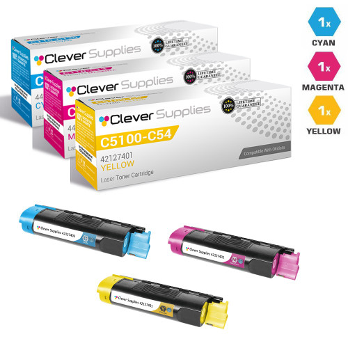 Compatible Okidata C5100n Toner Cartridge 3 Color Set (42127403, 42127402, 42127401)