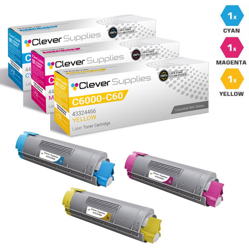 Compatible Okidata C6000dn Toner Cartridge 3 Color Set (43324468, 43324467, 43324466)