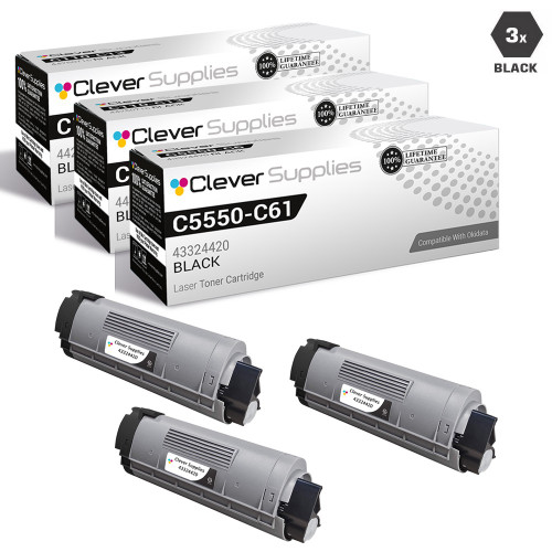 Compatible Okidata C5550N Toner Cartridge 3 Black (43324420)