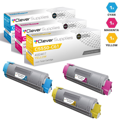 Compatible Okidata C5550N Toner Cartridge 3 Color Set (43324419, 43324418, 43324417)