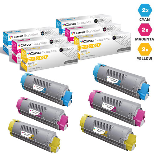 Compatible Okidata C5850 Toner Cartridge 6 Color Set (43865719, 43865718, 43865717)