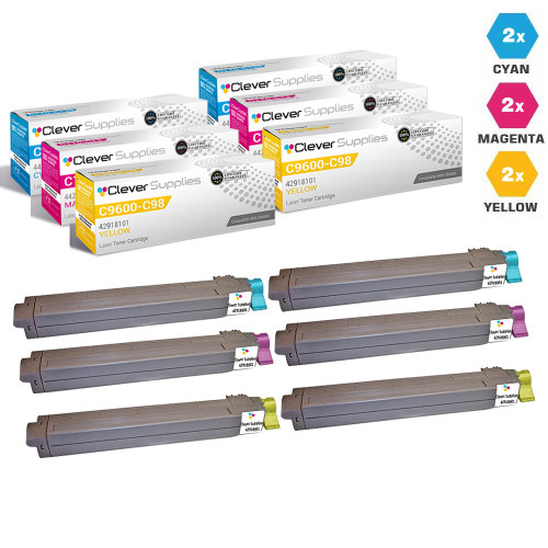 Compatible Okidata C9600 Toner Cartridge 6 Color Set (42918903, 42918902, 42918901)