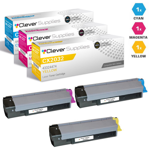 Compatible Okidata CX2032 Toner Cartridge 3 Color Set (43324476, 43324475, 43324474)