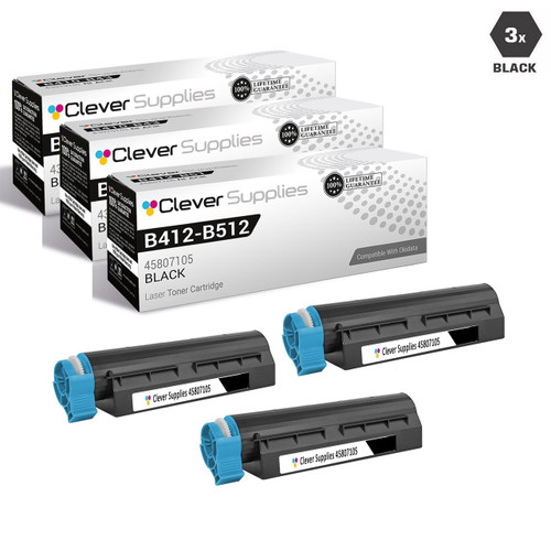 Compatible Okidata B412dn Toner Cartridge 3 Black (45807105)