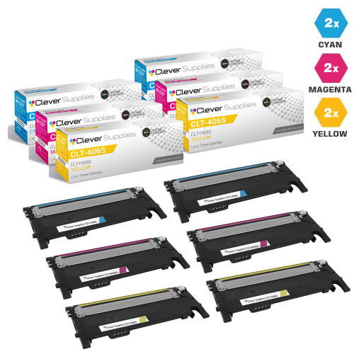 Compatible Samsung CLT-406S Toner Cartridge 6 Color Set (CLT-C406S, CLT-M406S, CLT-Y406S)