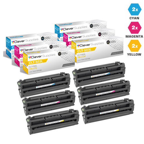 Compatible Samsung CLT-503L Toner Cartridge 6 Color Set (CLT-C503L, CLT-M503L, CLT-Y503L)