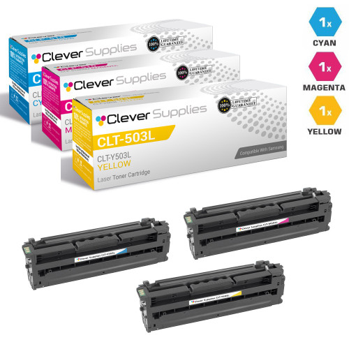 Compatible Samsung CLT-503L Toner Cartridge 3 Color Set (CLT-C503L, CLT-M503L, CLT-Y503L)