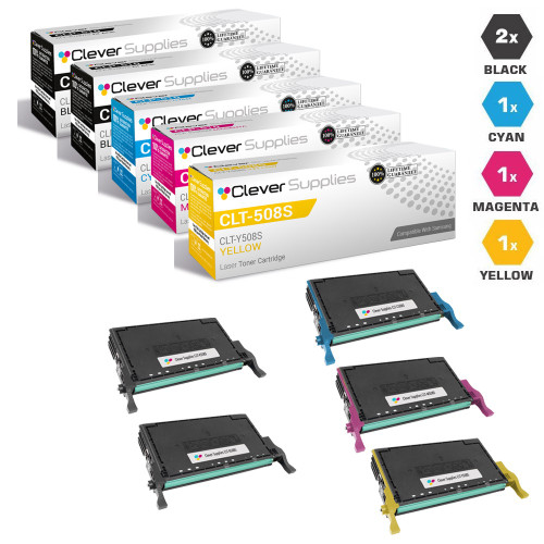 Compatible Samsung CLT-508S Toner Cartridge 5 Color Set (CLT-K508S, CLT-C508S, CLT-M508S)