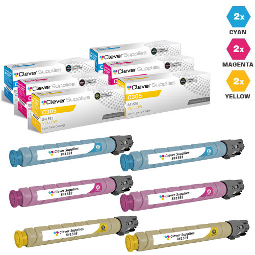Compatible Ricoh C305 Toner Cartridge 6 Color Set (841591, 841592, 841593)