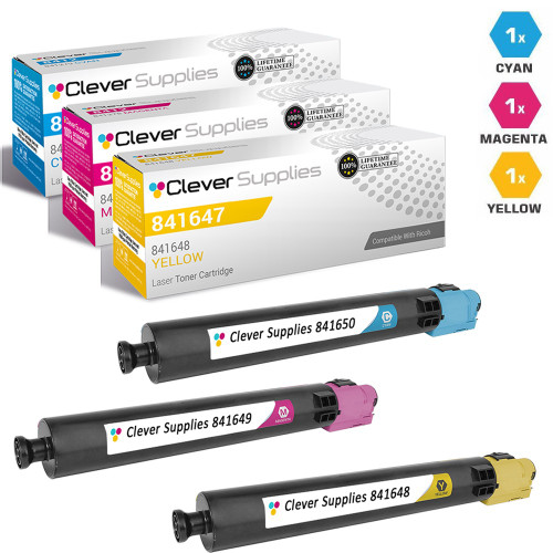 Compatible Ricoh 841647 Toner Cartridge 3 Color Set (841650, 841649, 841648)