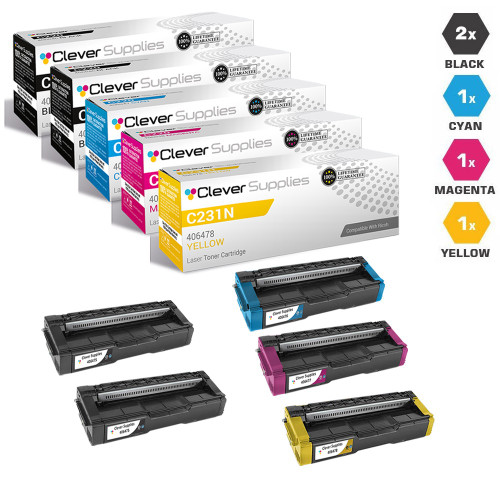 Compatible Ricoh C231N Toner Cartridge 5 Color Set (406475, 406476, 406477, 406478)