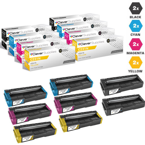 Compatible Ricoh C231N Toner Cartridge 8 Color Set (406475, 406476, 406477, 406478)