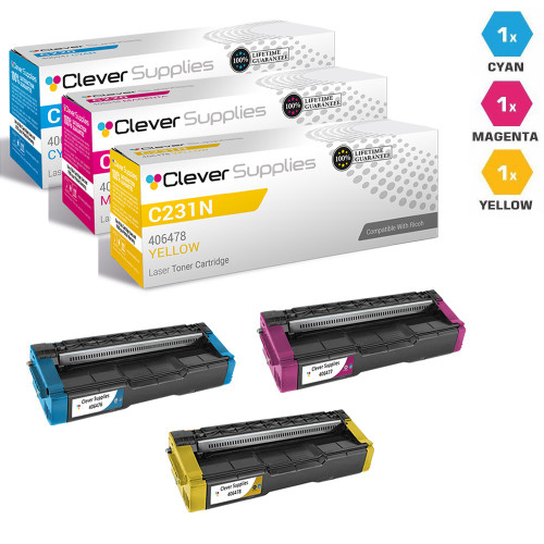 Compatible Ricoh C231N Toner Cartridge 3 Color Set (406476, 406477, 406478)