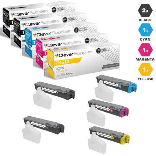 Compatible Kyocera-Mita TK512 Toner Cartridge 5 Color Set (TK512K, TK512C, TK512M, TK512Y)