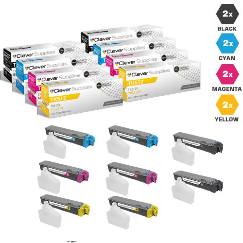 Compatible Kyocera-Mita TK512 Toner Cartridge 8 Color Set (TK512K, TK512C, TK512M, TK512Y)