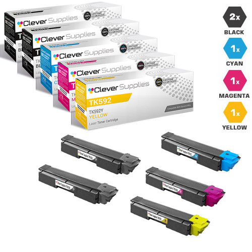 Compatible Kyocera-Mita TK592 Toner Cartridge 5 Color Set (TK592K, TK592C, TK592M, TK592Y)