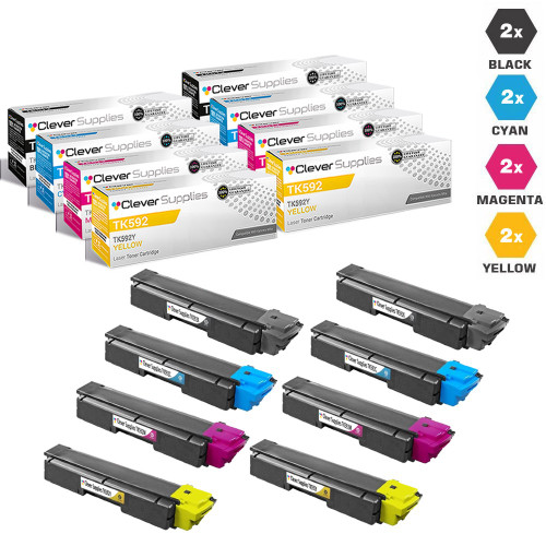 Compatible Kyocera-Mita TK592 Toner Cartridge 8 Color Set (TK592K, TK592C, TK592M, TK592Y)