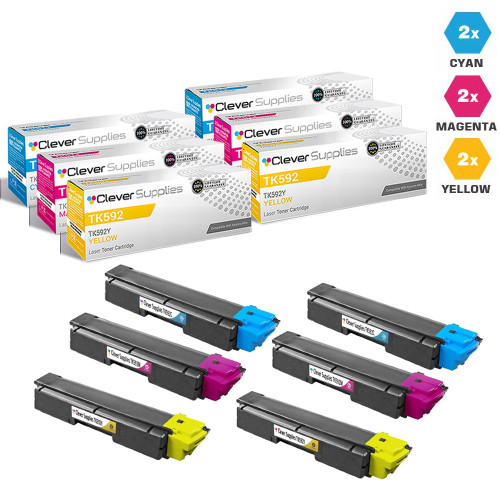 Compatible Kyocera-Mita TK592 Toner Cartridge 6 Color Set (TK592C, TK592M, TK592Y)