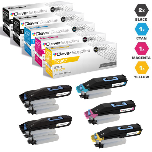 Compatible Kyocera-Mita TK867 Toner Cartridge 5 Color Set (TK867K, TK867C, TK867M, TK867Y)