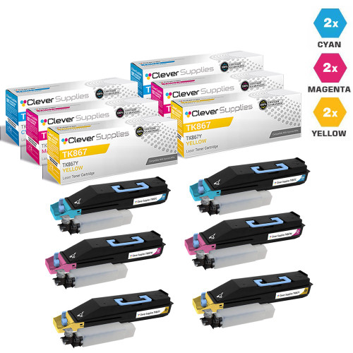 Compatible Kyocera-Mita TK867 Toner Cartridge 6 Color Set (TK867C, TK867M, TK867Y)