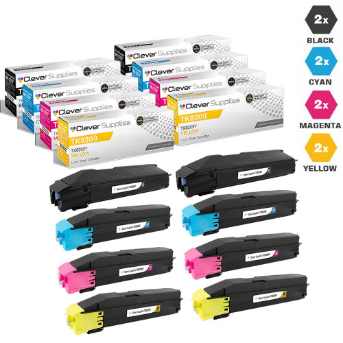 Compatible Kyocera-Mita TK8309 Toner Cartridge 8 Color Set (TK8309K, TK8309C, TK8309M, TK8309Y)