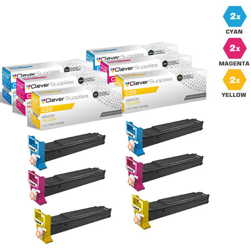Compatible Konica-Minolta C20 Toner Cartridge 6 Color Set (A0DK433, A0DK333, A0DK233)