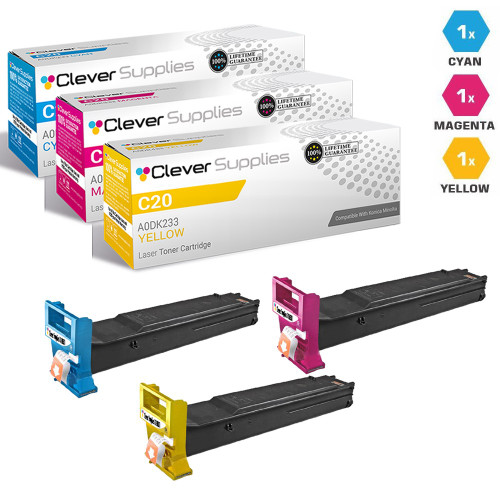 Compatible Konica-Minolta C20 Toner Cartridge 3 Color Set (A0DK433, A0DK333, A0DK233)