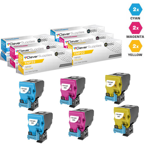 Compatible Konica-Minolta TNP22 Toner Cartridge 6 Color Set (TNP22C, TNP22M, TNP22Y)