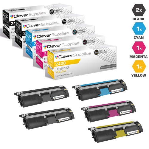 Compatible Konica-Minolta 2400 Toner Cartridge 5 Color Set (1710587-004, 1710587-007, 1710587-006, 1710587-005)