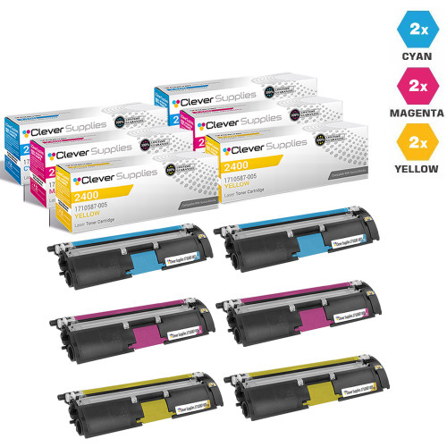 Compatible Konica-Minolta 2400 Toner Cartridge 6 Color Set (1710587-007, 1710587-006, 1710587-005)