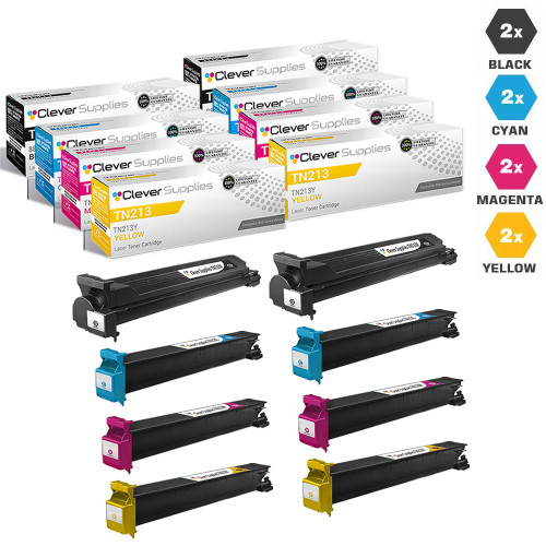 Compatible Konica-Minolta TN213 Toner Cartridge 8 Color Set (TN213K, TN213C, TN213M, TN213Y)