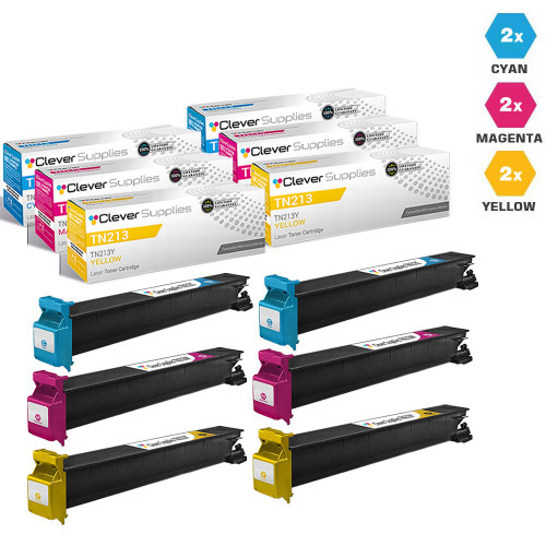 Compatible Konica-Minolta TN213 Toner Cartridge 6 Color Set (TN213C, TN213M, TN213Y)
