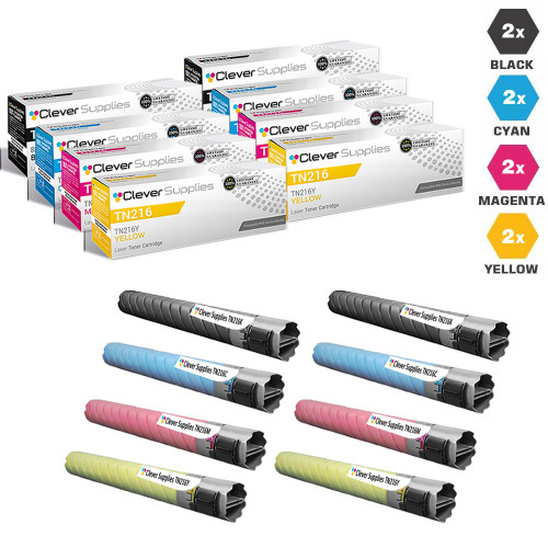 Compatible Konica-Minolta TN216 Toner Cartridge 8 Color Set (TN216K, TN216C, TN216M, TN216Y)