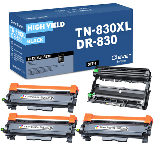 Compatible Brother TN830XL - DR830 Black Drum and 3 Toner Set