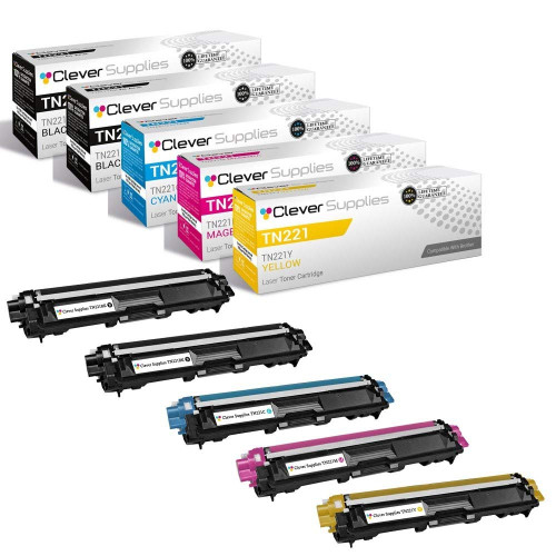 Compatible Brother TN221-TN225 (TN-221BK TN-225C TN-225M TN-225Y) Toner Cartridge 5 Color Set