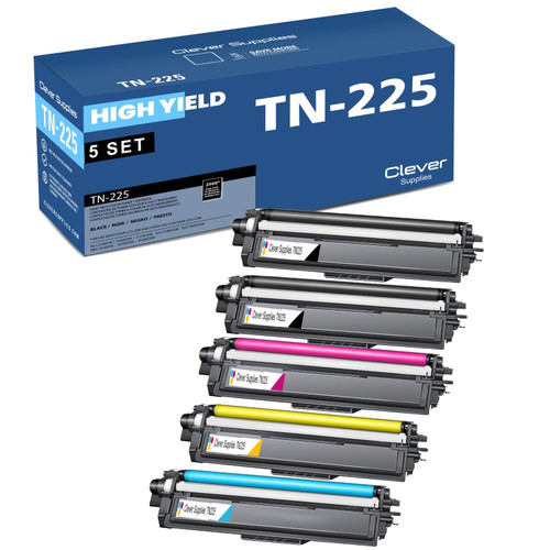 Compatible Brother TN221-TN225 (TN-221BK TN-225C TN-225M TN-225Y) Toner Cartridge 5 Color Set
