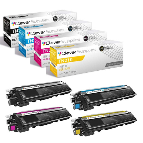 Compatible Brother TN210 (TN210BK TN210C TN210M TN210Y) Toner Cartridge 4 Color Set