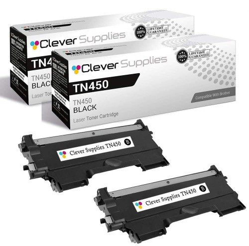 Compatible Brother TN450 (TN450) Toner Cartridge Black 2 Pack