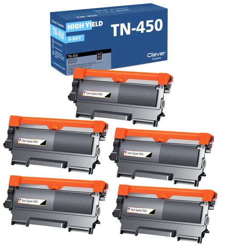 Compatible Brother TN450 (TN450) Toner Cartridge Black 5 Pack