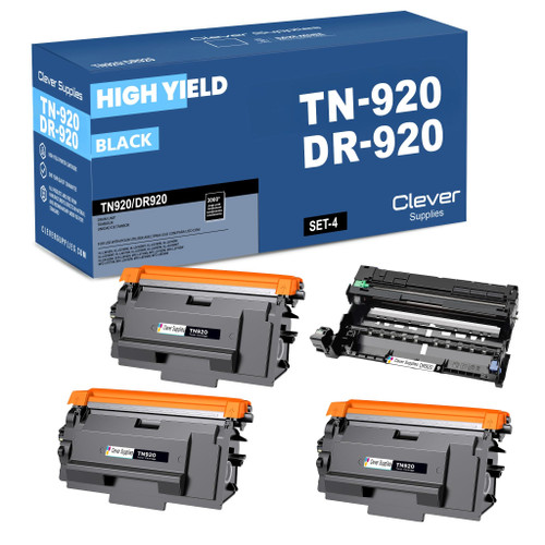 Compatible Brother TN920-DR920 Black Drum and 3 Toner Set