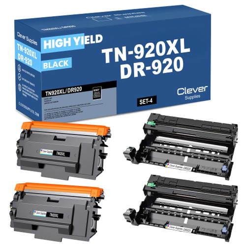 Compatible Brother TN920XL-DR920 Black 2 Drum and 2 Toner Set