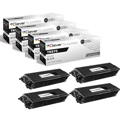 Compatible Brother TN570 (TN570) Toner Cartridge Black 4 Pack