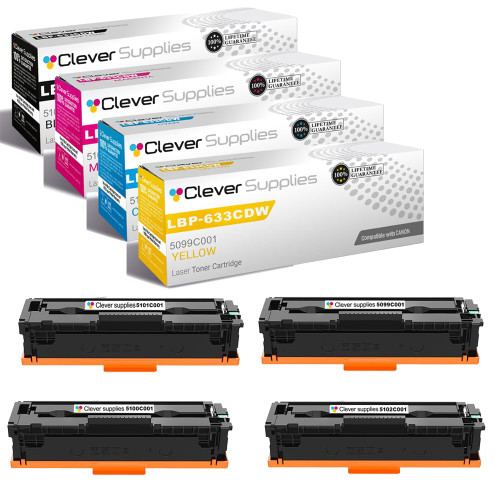 Compatible Canon LBP-633CDW (5102C001, 5101C001, 5100C001, 5099C001) Toner Cartridge 4 Color Set