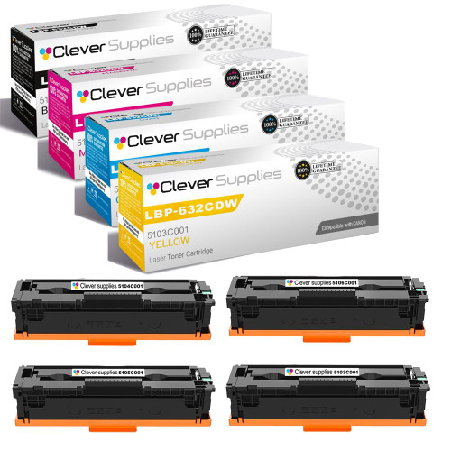 Compatible Canon LBP-632CDW (5106C001, 5105C001, 5104C001, 5103C001) Toner Cartridge 4 Color Set